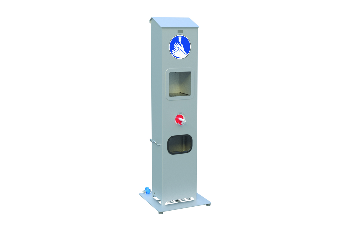 Mano Tower with automatic hand disinfection